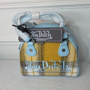Von Dutch Plaid Flannel Satchel With Crossbody Strap